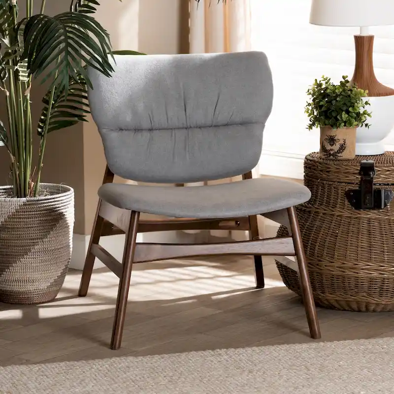 Benito Mid-Century Modern Transitional Fabric and Wood Accent Chair