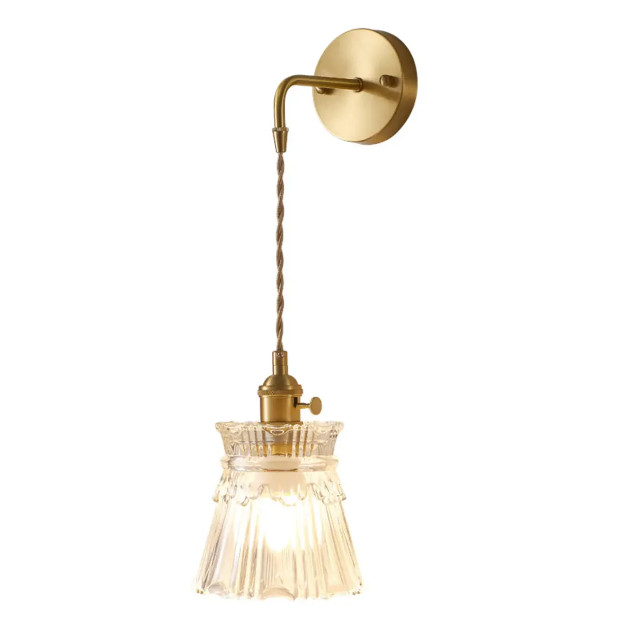 Elegant Cylinderial Gold Glass Wall Sconce