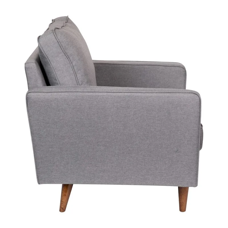 Compact Upholstered Tufted Chair with Wooden Legs