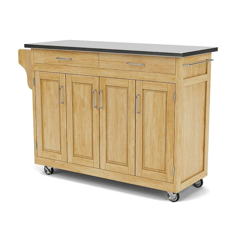 Homestyles Create-a-Cart Natural Mobile Kitchen Cart with Stainless Steel Top