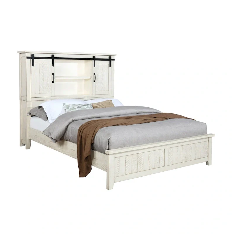 Vilo Home Modern Western 5 Piece White Solid Wood Bedroom Set