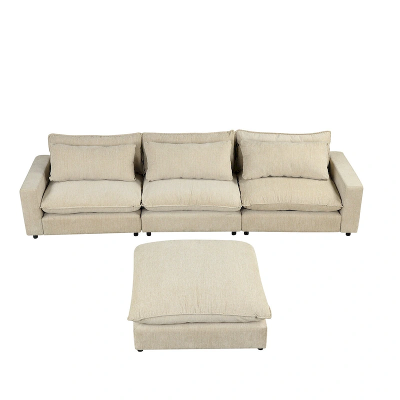 128inch Sectional Sofa Cloud Sofa Chenille Upholstered Sofa