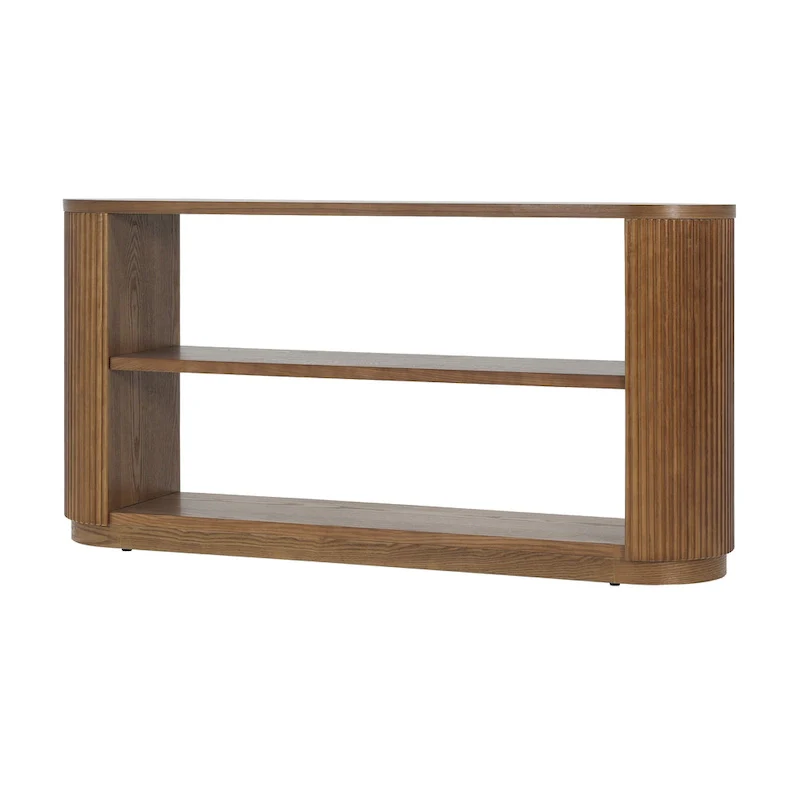 Modern Entryway Table (with Open Shelving and Elegant Wood Grain Design)