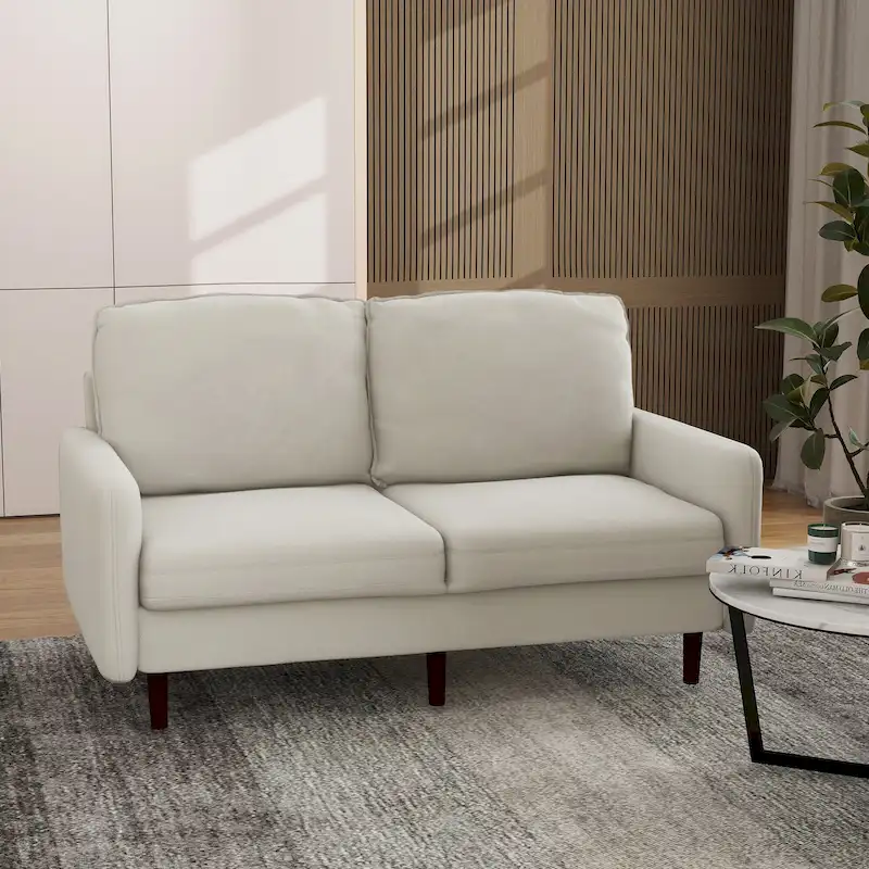 Modern Loveseat Velvet Wood Legs Sofa