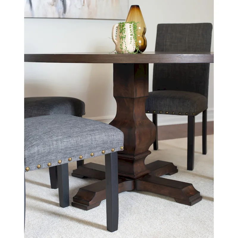 Roundhill Furniture Kohland 5-piece Dining Set, Pedestal Round Table with 4 Stylish Chairs