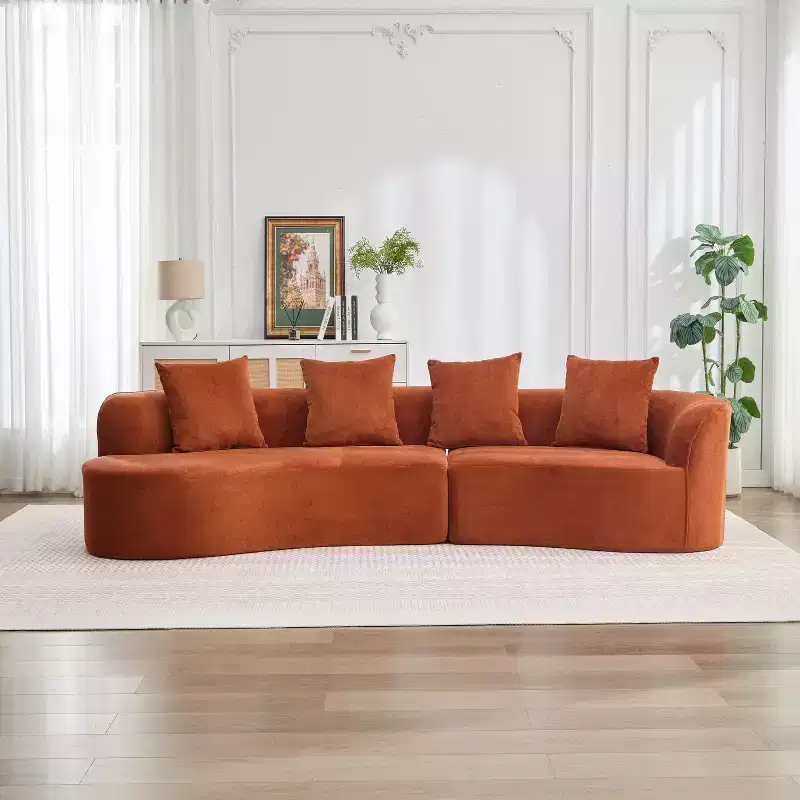 Christopher Knight Home Hailey 126 Modern Boucle Upholstered 5 Seater Curved Sectional Sofa with Pillows