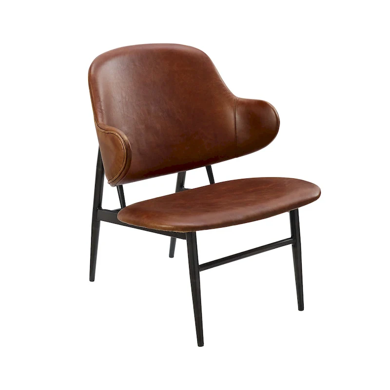 Art Leon Genuine Leather Accent Lounge Chair