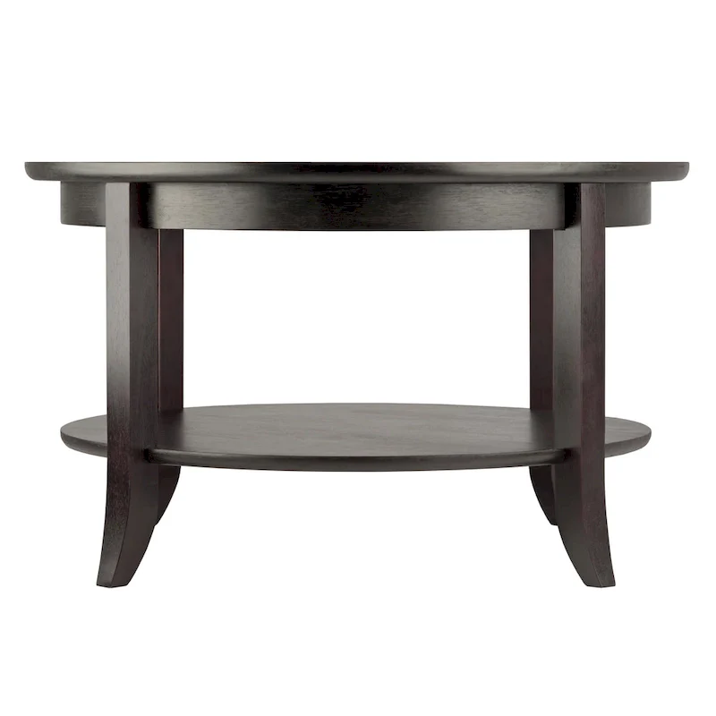 Genoa Round Glass Top Coffee Table - 30 - Dark Espresso