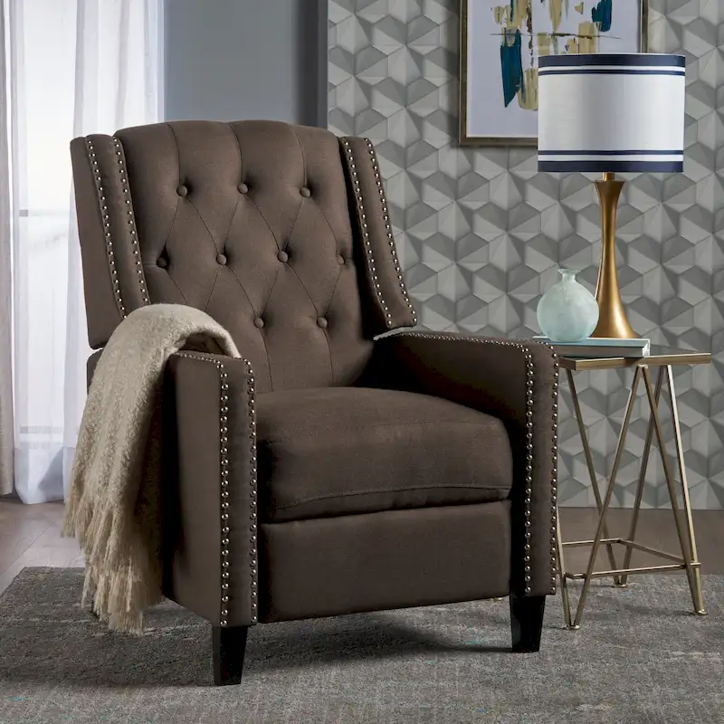 Classic Fabric Push Back Chair, Elegant Recliner for Living Room, Bedroom