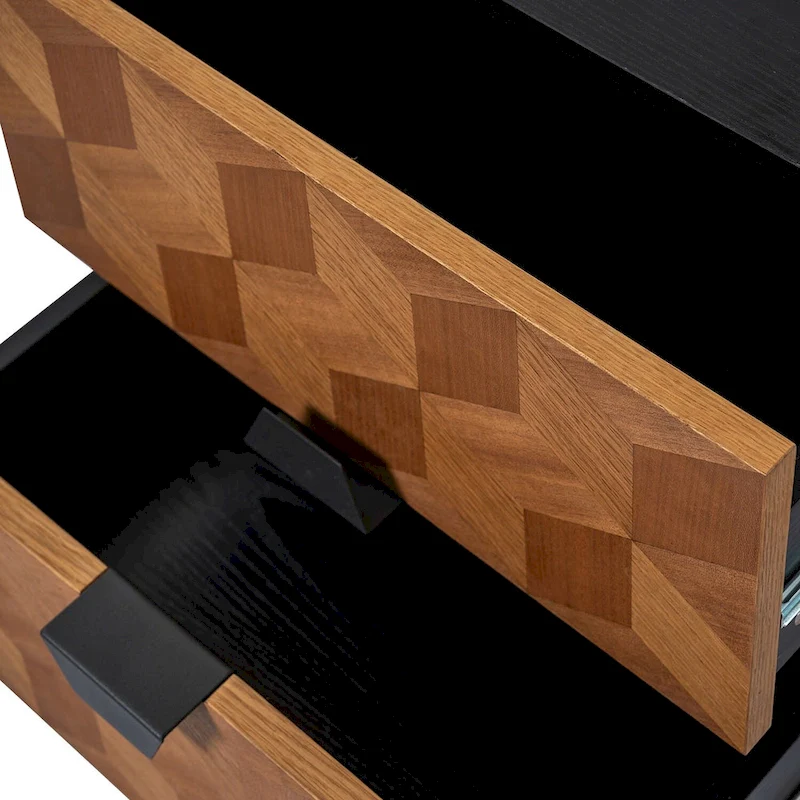 Modern Tall 2-Drawer Nightstand (With Charging Station And Adjustable Feet) — Set Of 2