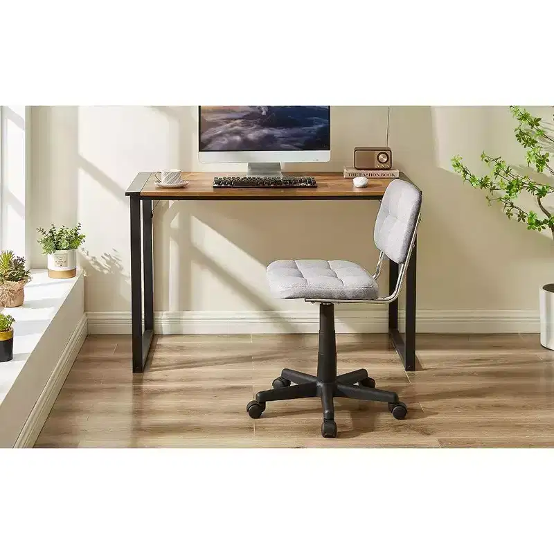 Gray / White Armless Swivel Office Chair, Height Adjustable, Seats 1