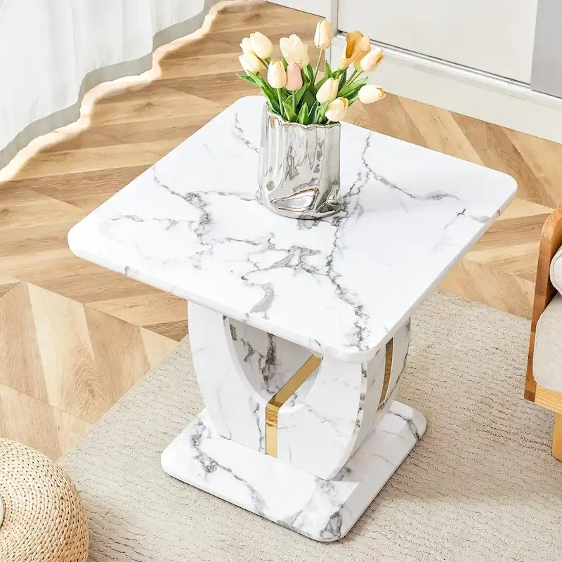 23.6 Square Coffee Table with Gold-Tone Leg Strips
