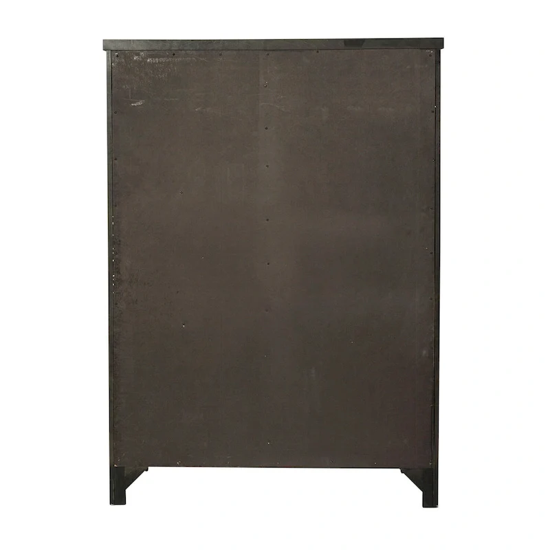 Distressed Rock-Gray Sliding-Door Storage Cabinet