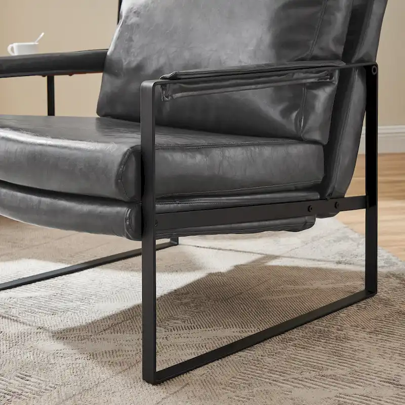 Art Leon Modern PU Leather Upholstered Arm Chair with Steel Frame