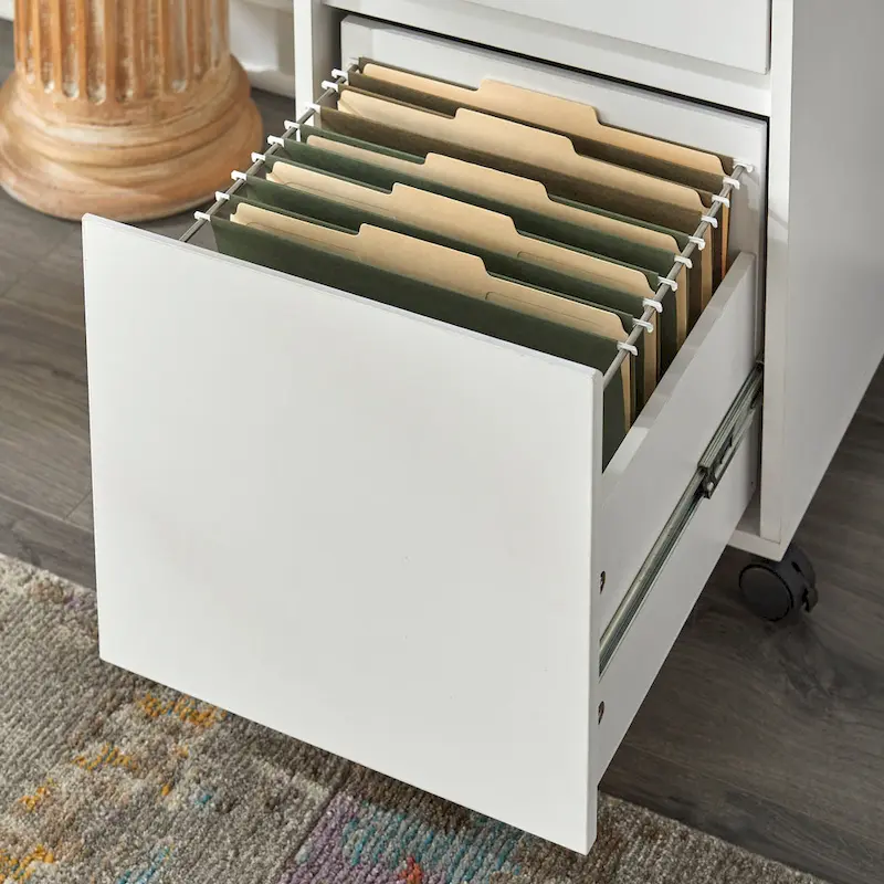 Grey / White / Grey-Walnut 2-Drawer Mobile File Cabinet on Wheels – Single Unit