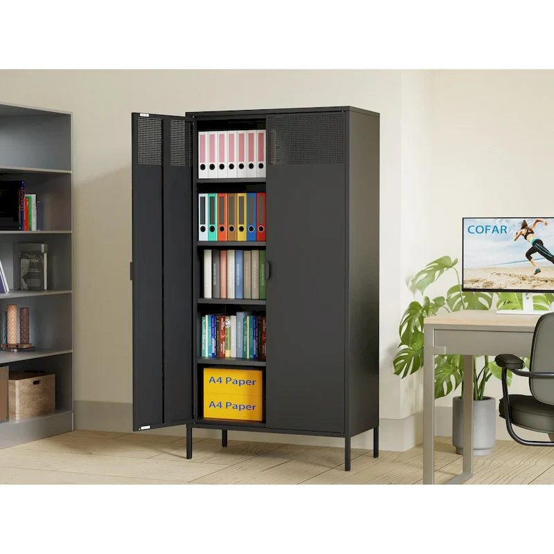 71 Inches High Metal Storage Locker With 4 Adjustable Shelves And 5 Tiers, Suitable For Homes And Offices