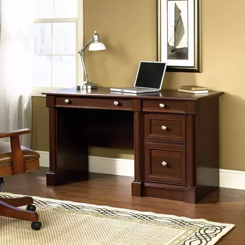 HomeStock Palladia Executive Desk Brown  23.5D x 53.12W x 30H  Flip-Down Panel  144 lbs