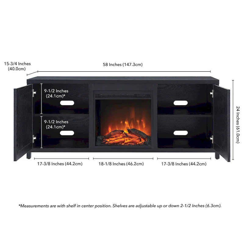 Granger 58 TV Stand with Log Fireplace Insert
