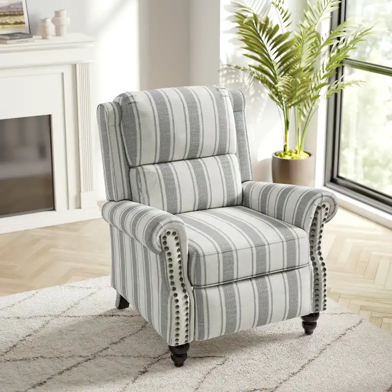 Nail-head Padded Seat Pushback Recliner Chair