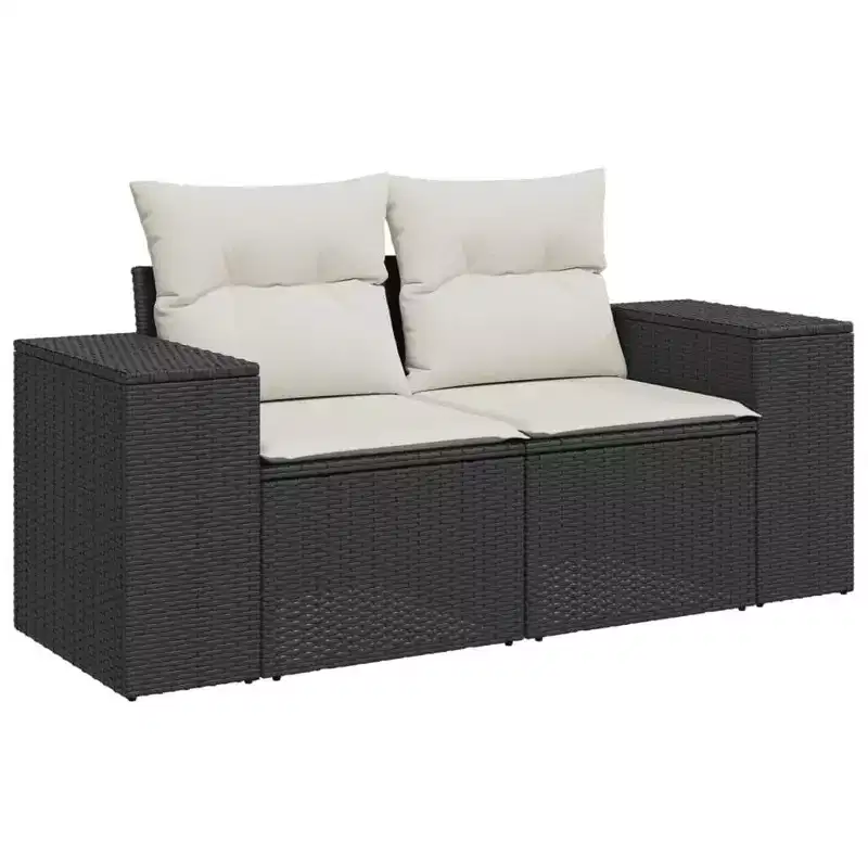 vidaXL Garden Sofa Set Black PE rattan Large Modular