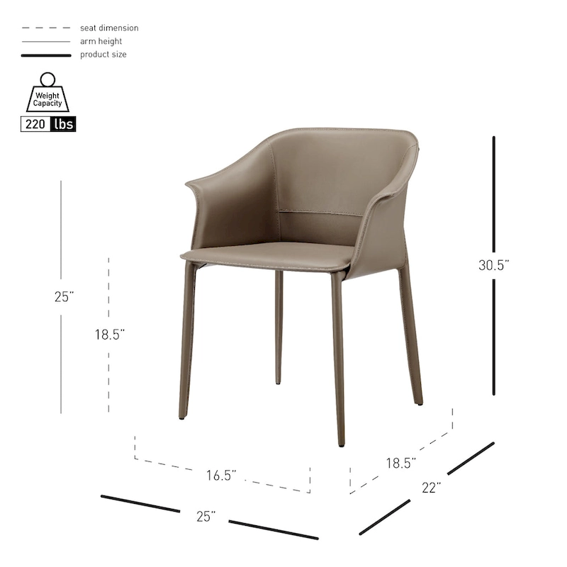 Callie Recycled Leather Dining Arm Chair