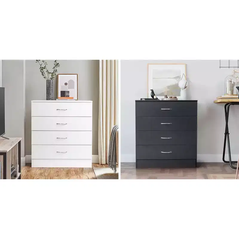 Karl Home 4-Drawer White Particle Board 25.98in. W Chest of Drawer