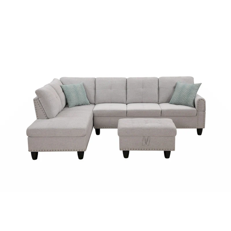 Alger 98 Wide Left Hand Facing Sofa & Chaise with Ottoman
