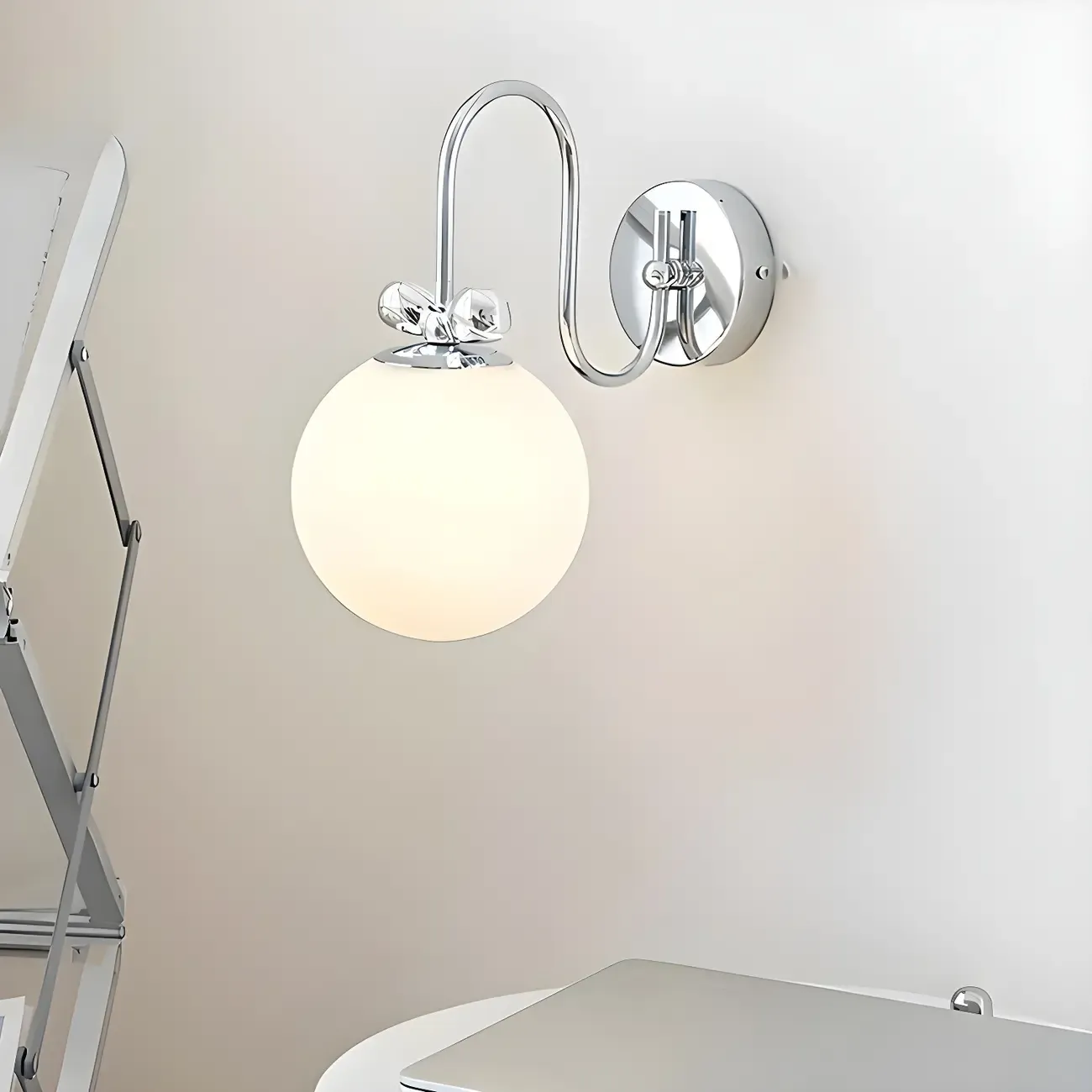 Globe LED Wall Light with Chrome Finish for Bedroom