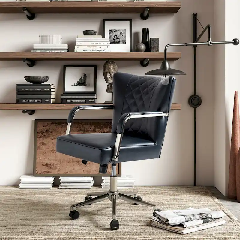 Felice Modern Swivel Height Adjustment Diamond-Tufted Office Chair by HULALA HOME