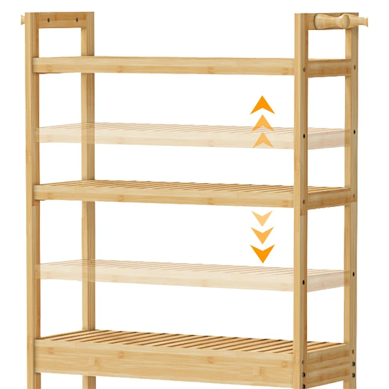 Over Toilet Shelf Space-saving Bamboo Bathroom Cabinet Rack Adjustable