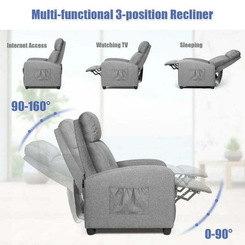 Massage Recliner Chair Single Sofa Padded Seat w/ Footrest