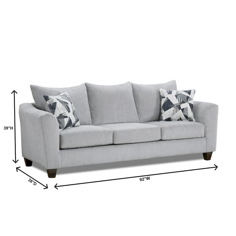 Roundhill Furniture Duleek 2-Piece Living Room Set, Sofa and Cocktail Ottoman, Herringbone Silver