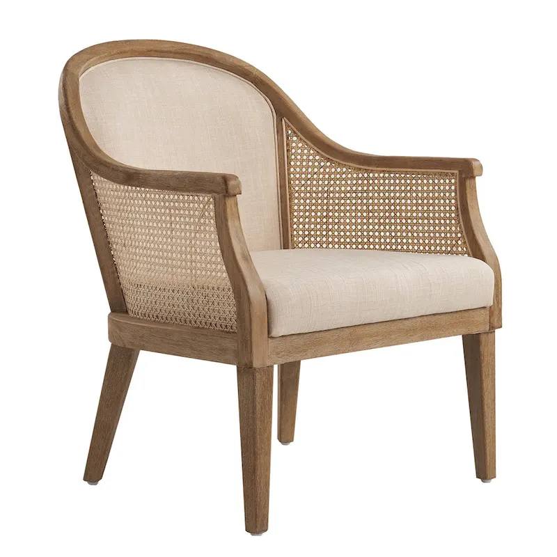 Danilo Farmhouse Rattan Solid Wood Armchair with Solid Wood Legs by HULALA HOME