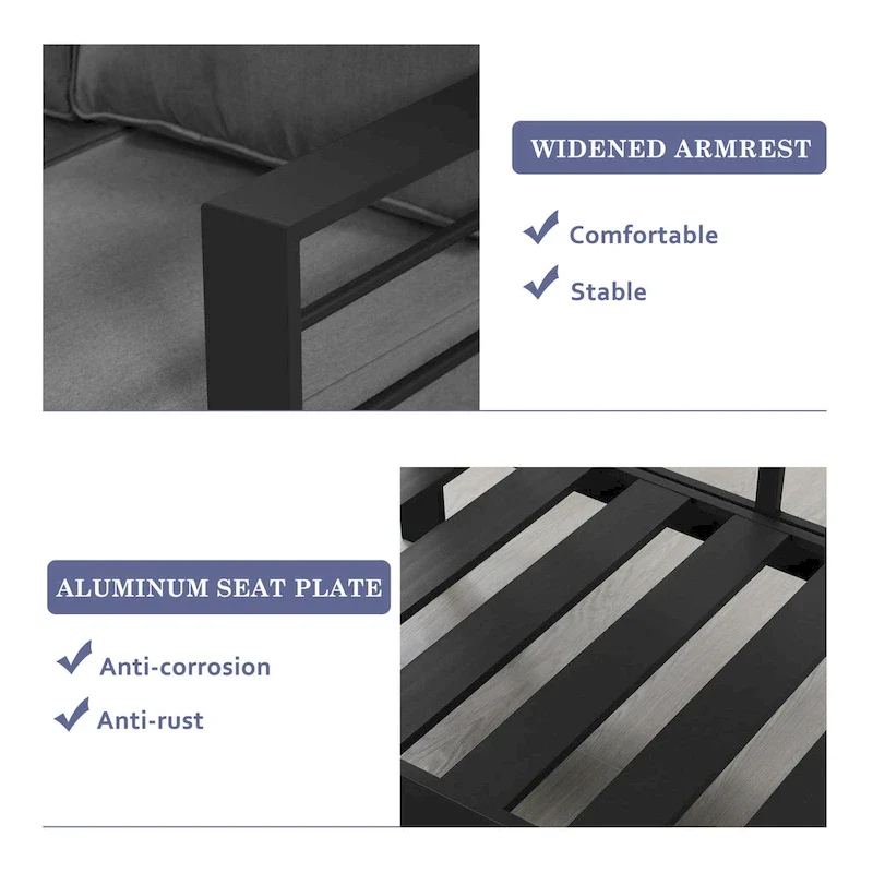 4 Pcs Patio Conversation Set with Propane Firepit