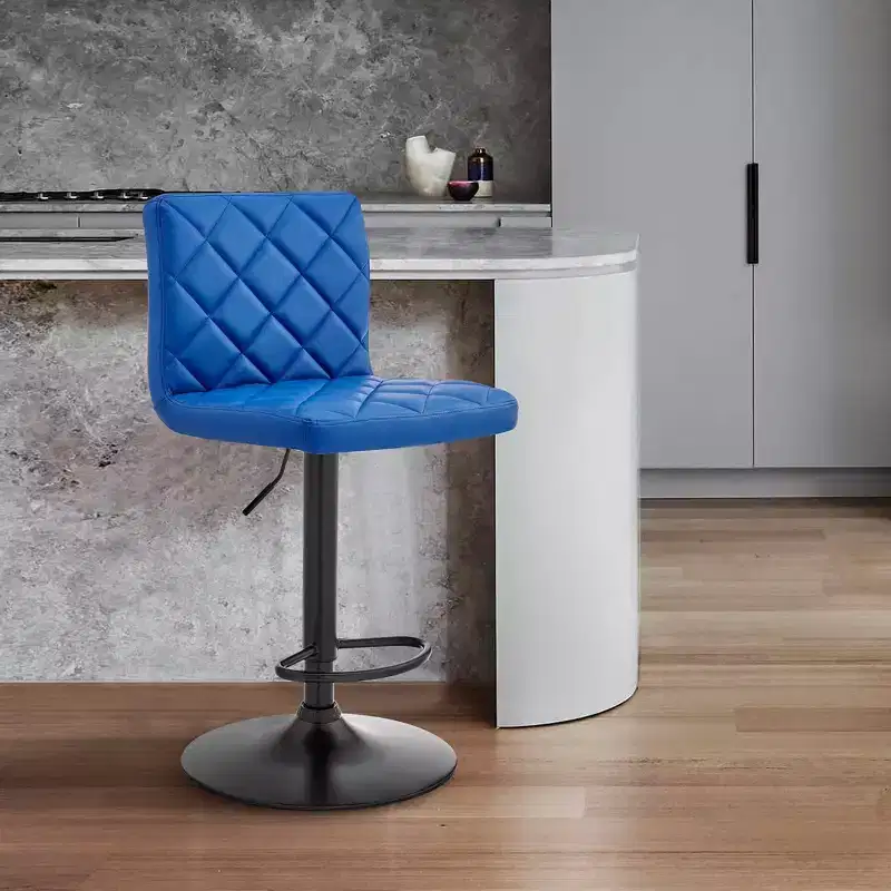 Duval Adjustable Barstool with Faux Leather and Metal Finish - Armen Living