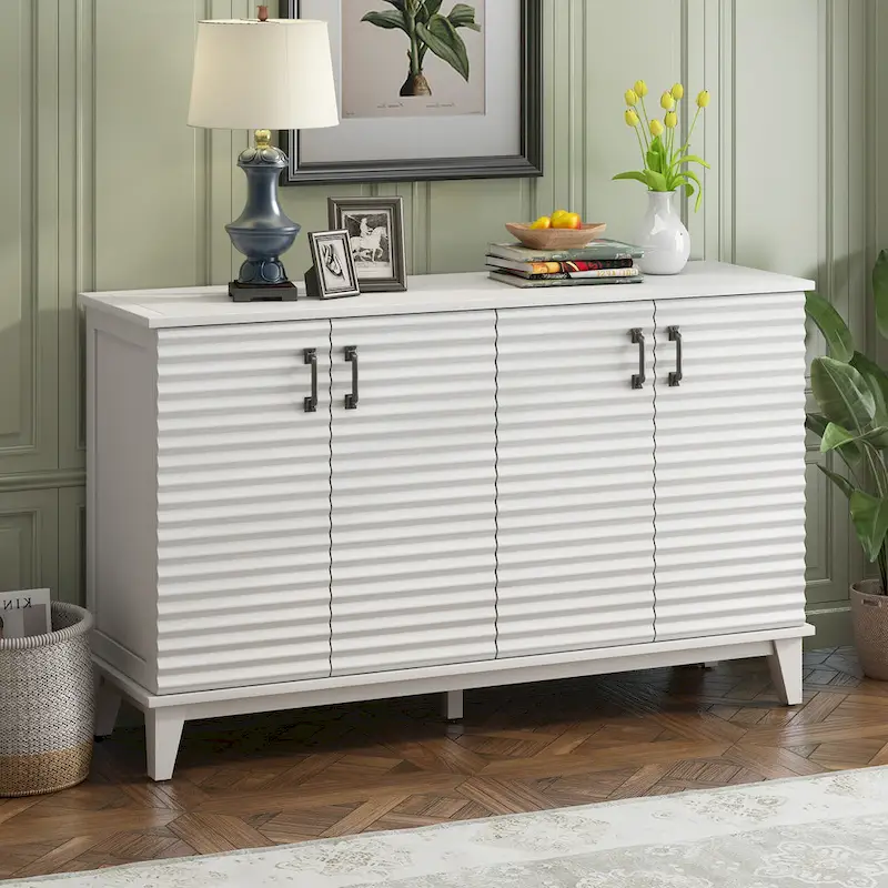 Sideboard with 4 Door Large Storage Buffet with Adjustable Shelves