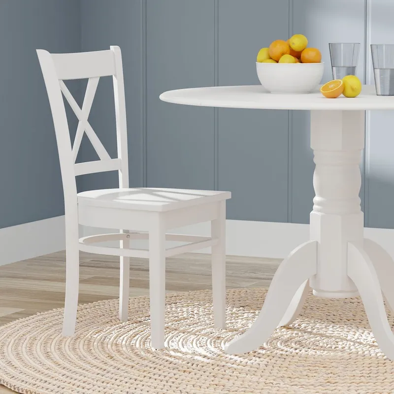 3-Piece Dining Set, 42 Round Drop-Leaf Table and Cross Back Chairs