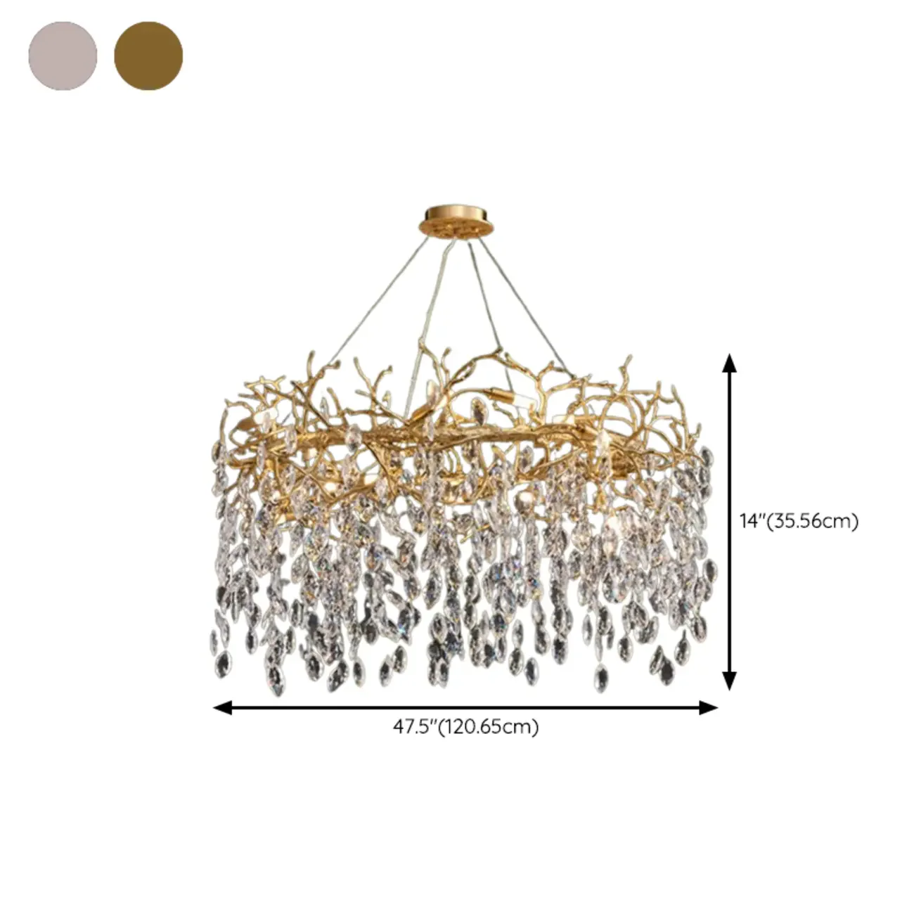 Modern Gold Branch Hoop Elegant Crystal Chandelier