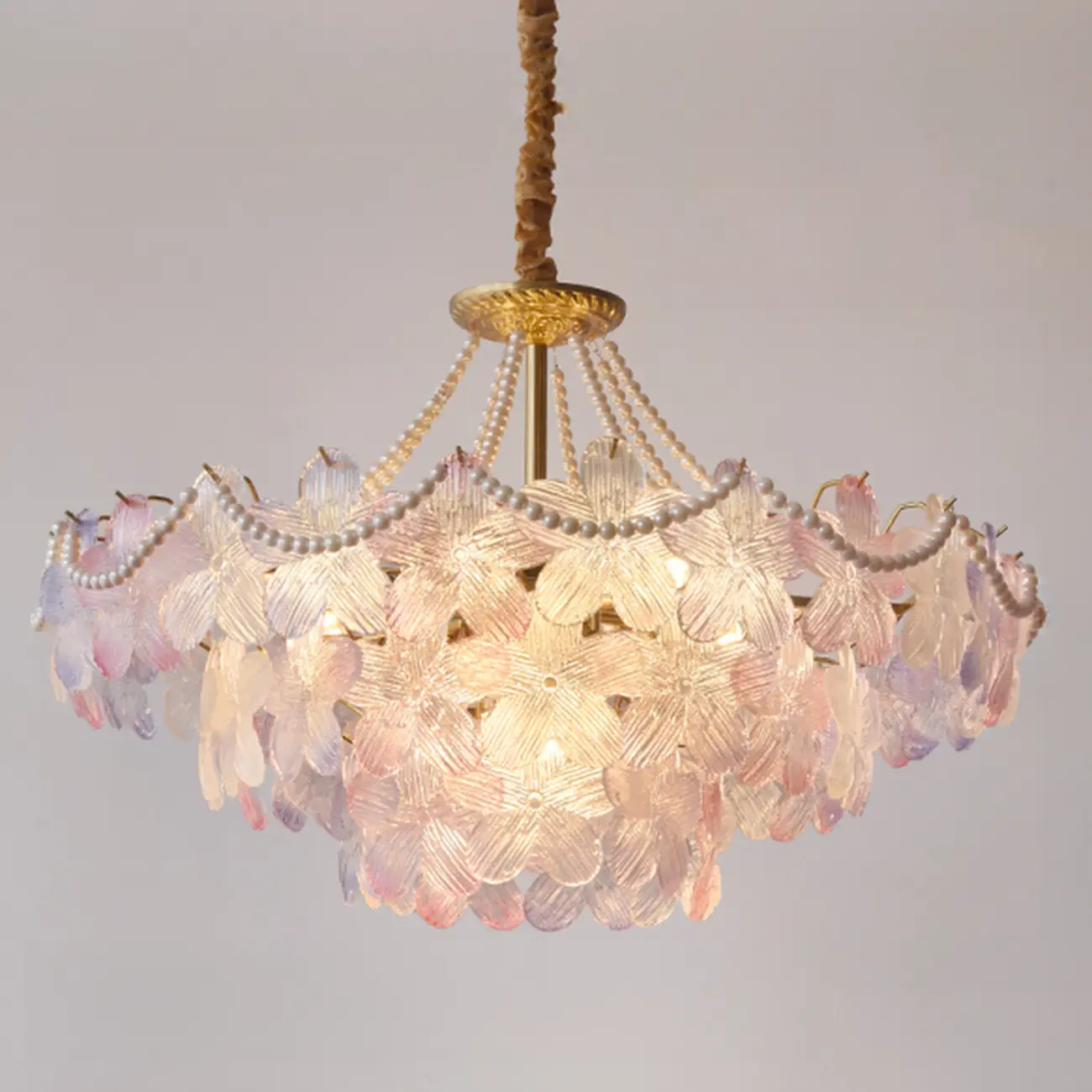 Modern Tier Round Flower Crystal Chandelier