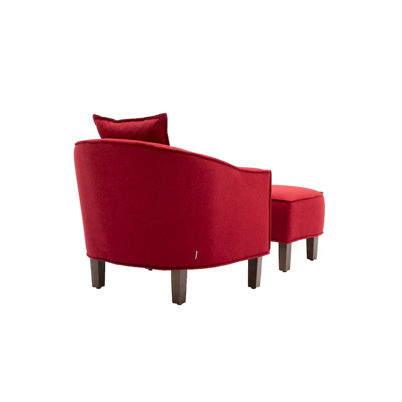 Upholstered Barrel Accent Chair with Ottoman