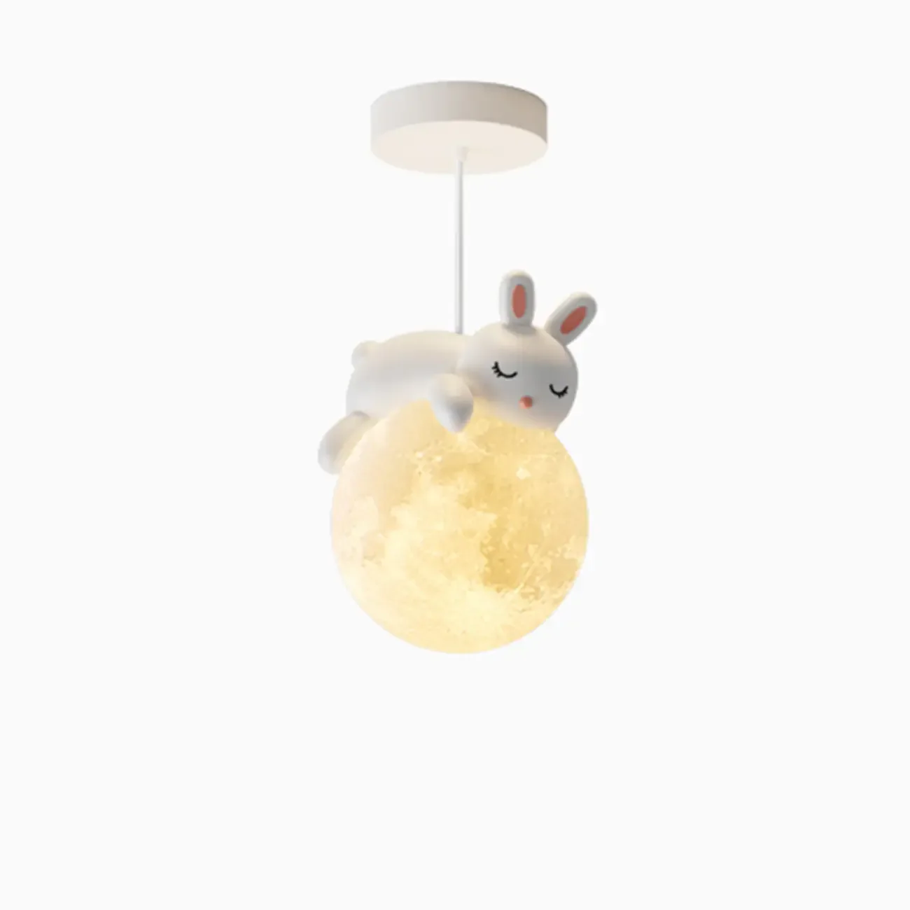 Cartoon Animal White Metal Acrylic Globe Pendant Light