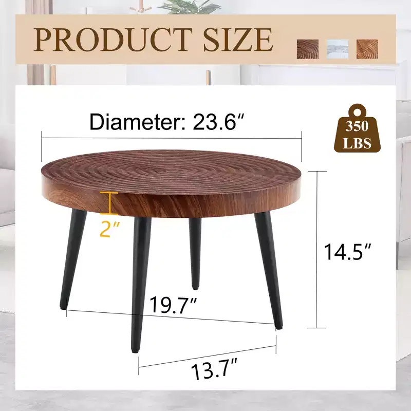GDFStudio Hugo Modern Round Coffee Table