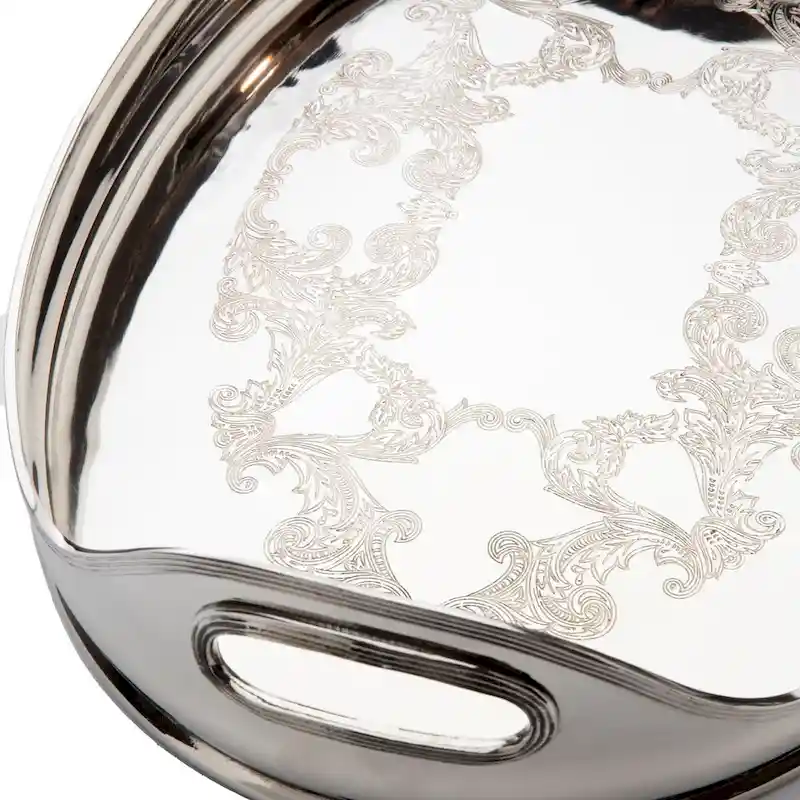 Nickel Tray Oval Etched - 12.5x16.5x4