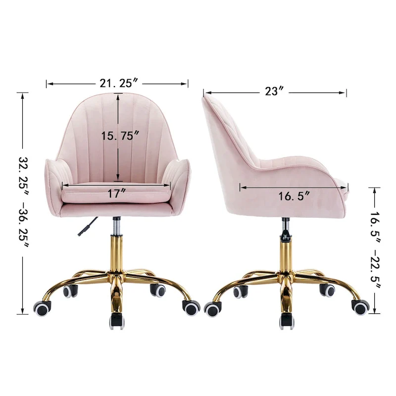 Cute Chair Office Chair with Side Arms and Gold Metal Base Adjustable Height
