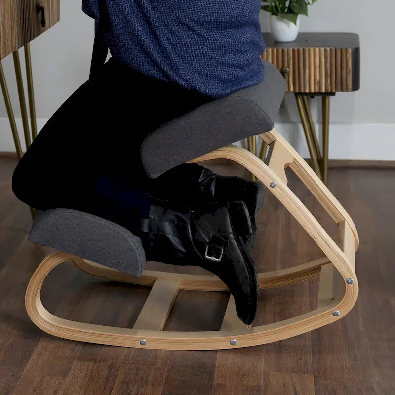 RRI Goods Ergonomic Kneeling Chair, Posture Support Comfortable Padded Office Chair, Angled Rocking Stool
