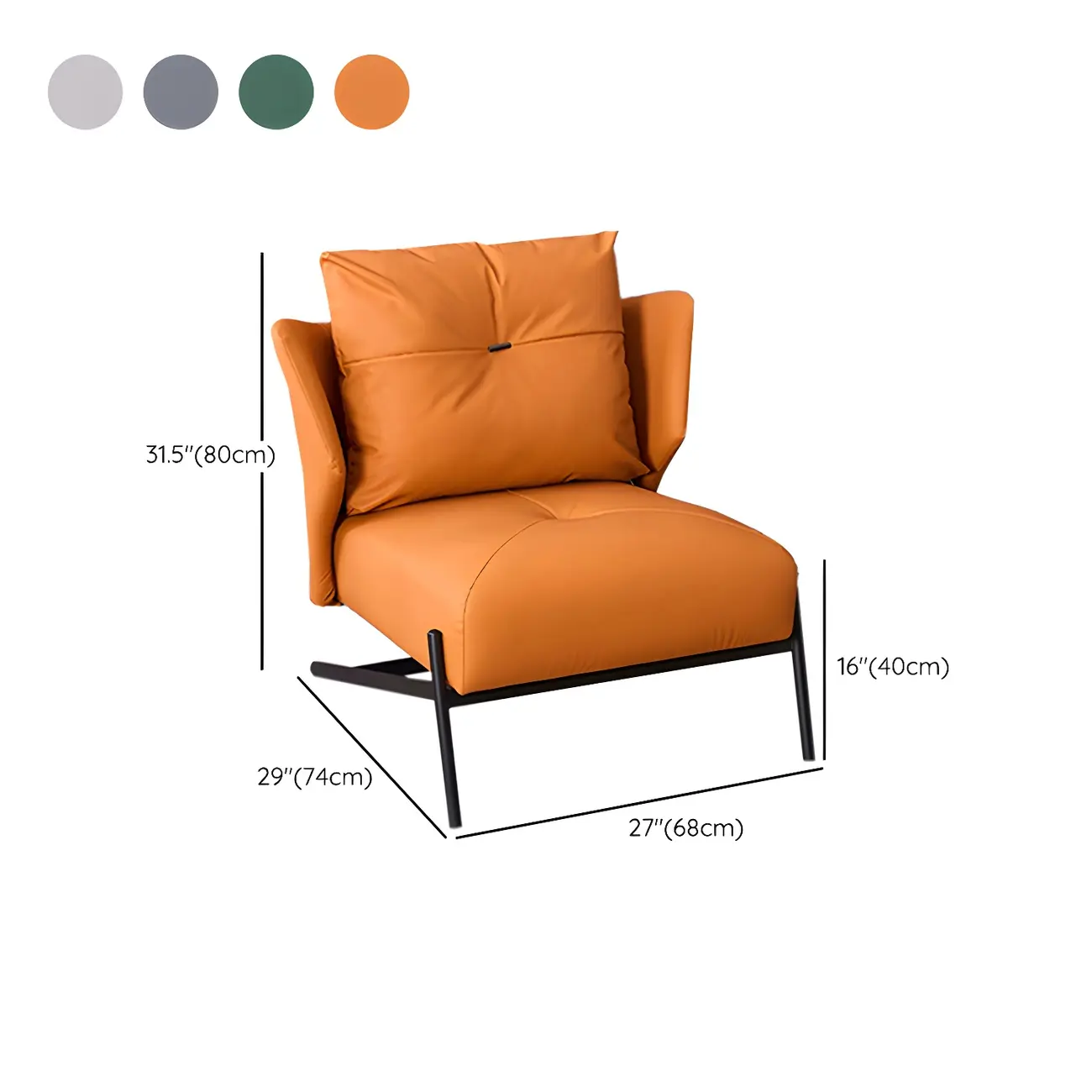 Modern Cat-Resistant Leather High Back Accent Chair