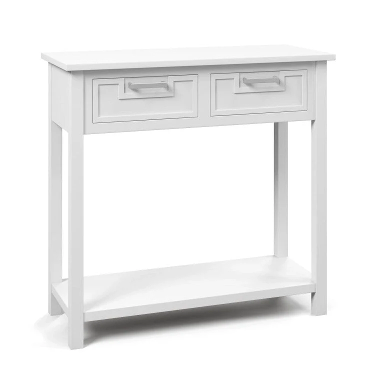 Narrow Console Table with Drawers and Open Storage Shelf - 31.5 L x 14 W x 32 H
