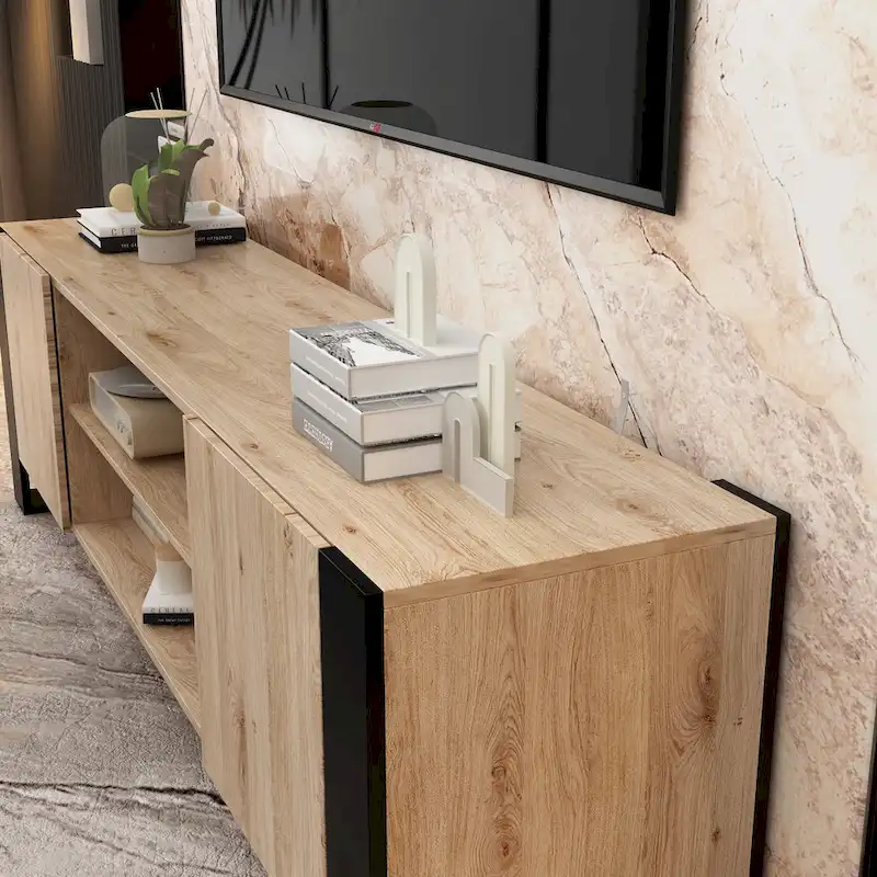 Luxurious TV Stand & Fireplace Combo Integrated LED Fireplace Features