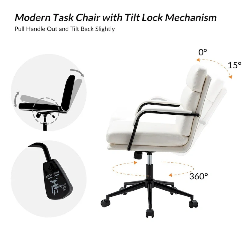 Modern Task Faux Leather Chair with Tilt Lock and Center Tilt by