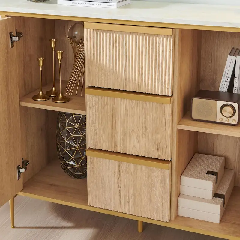 54 Modern Fluted Buffet Cabinet, Buffet Table, Coffee/Wine Bar